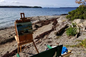 Plein air painting at the swim beach